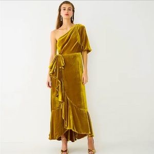 JCREW ONE SHOULDER SILK VELVET DRESS SZ 4 NWT
